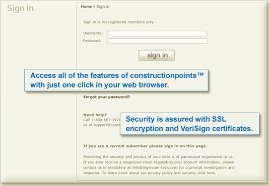 ConstructionPoints Sign-in Page